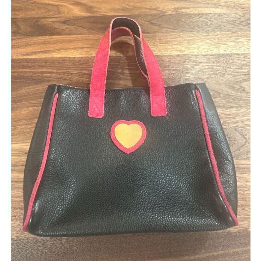 Bvlgari Leather Heart Logo Mini Tote Bag Black Red Gold Preppy Cute Winter Fall
